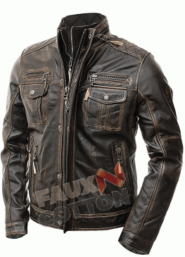 Cafe Racer Distressed Leather Jacket