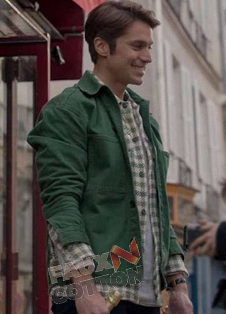 Emily in Paris (Gabriel) Lucas Bravo Green Cotton Jacket Emily in Paris (Gabriel) Lucas Bravo Green Cotton Jacket