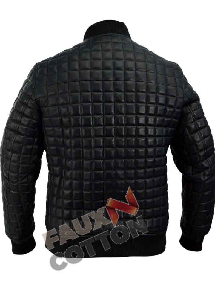 Usher Black Quilted Bomber Black Leather Jacket