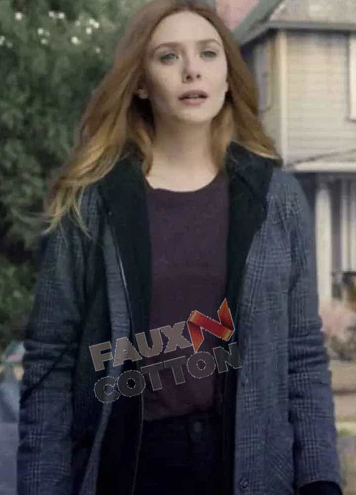 WandaVision Elizabeth Olsen (Wanda Maximoff) Grey Cotton Coat