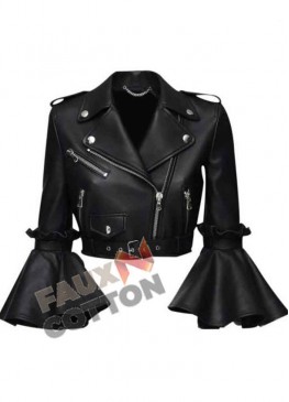 women's cropped stylish leather jacket