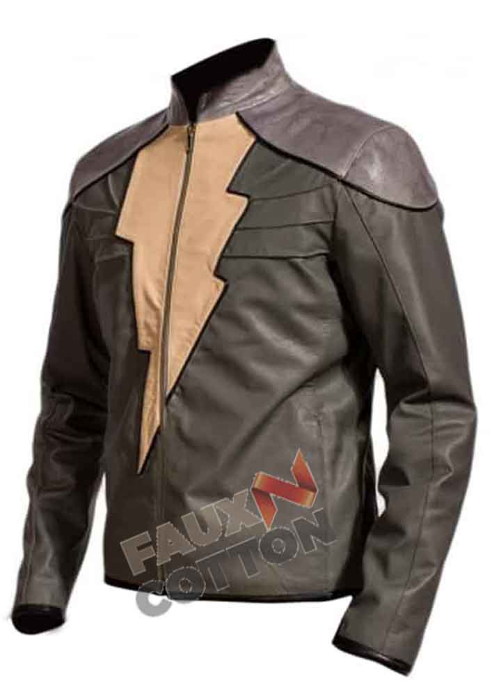 Black Adam Dwayne Johnson Grey Leather Jacket  