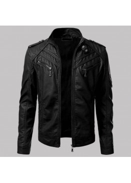 Slim Fit Black Biker Men Leather Jacket