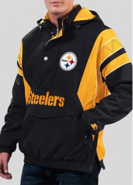 Pittsburgh Steelers Black Half-Zip Home Team Hooded Jacket