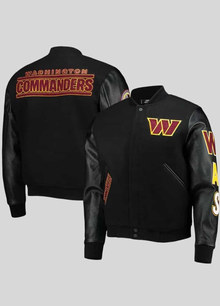 Washington Commanders Black Letterman Jacket Washington Commanders Black Letterman Jacket
