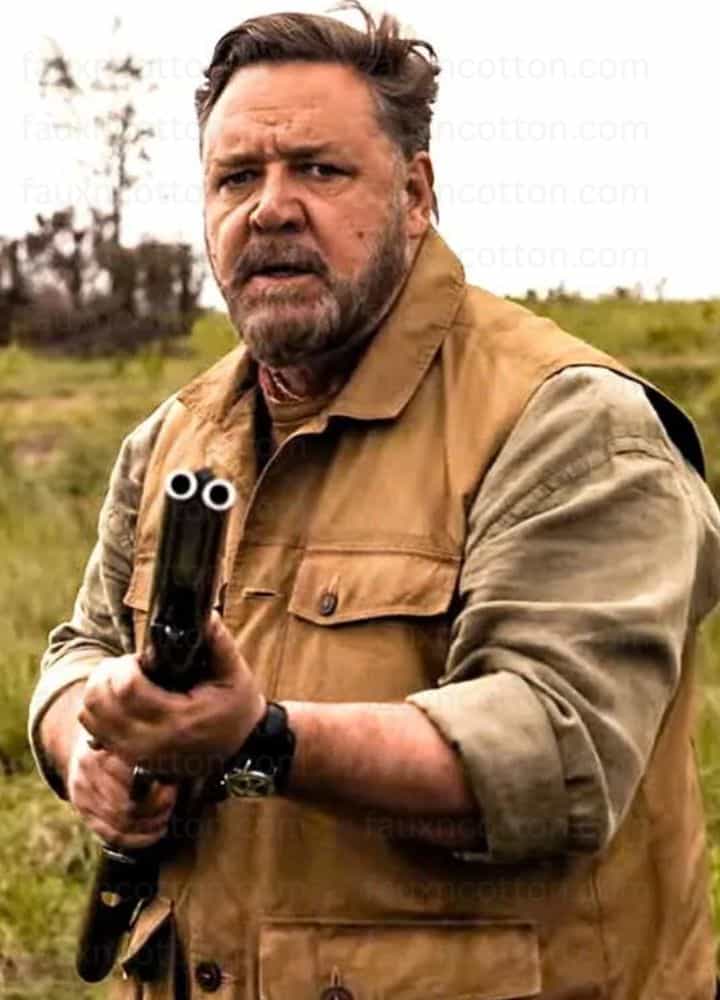 Kraven the Hunter 2024 Russell Crowe Brown Vest