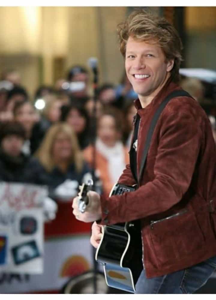 Bon Jovi Maroon Suede Leather Jacket