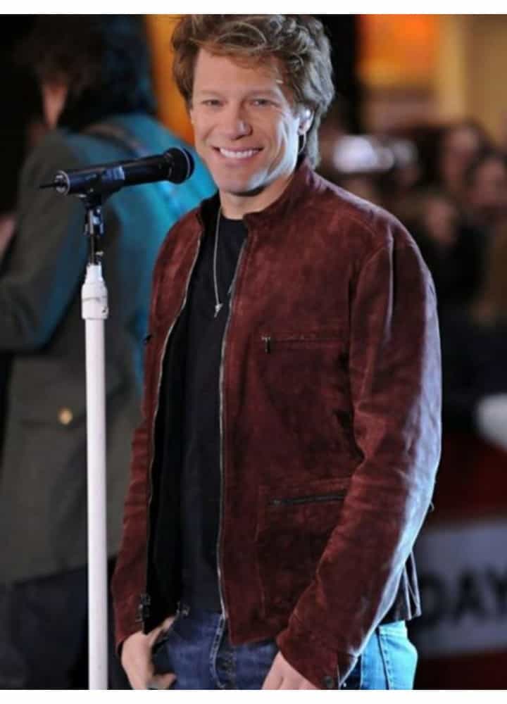 Bon Jovi Maroon Suede Leather Jacket