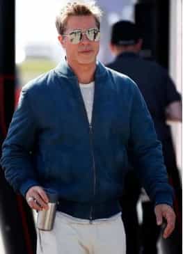 F1 Brad Pitt (Sonny Hayes) Blue Bomber Suede Leather Jacket