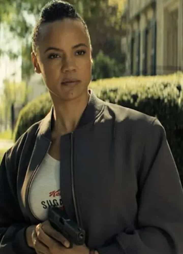 Reacher 2025 Frances Neagley (Maria Sten) Grey Bomber Jacket Reacher 2025 Frances Neagley (Maria Sten) Grey Bomber Jacket