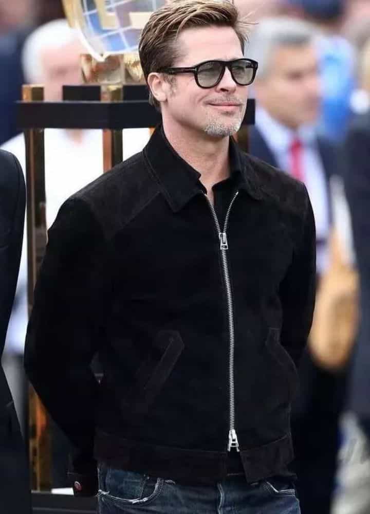F1 2025 Brad Pitt (Sonny Hayes) Black Suede Leather Jacket