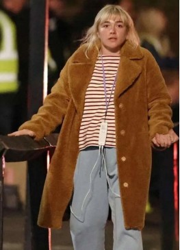 We Live in Time (2025) Florence Pugh Shearling Coat