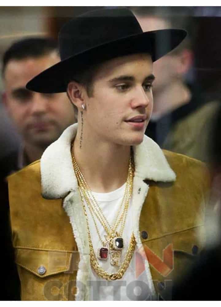 Justin Bieber Saint Laurent Shearling Brown Jacket
