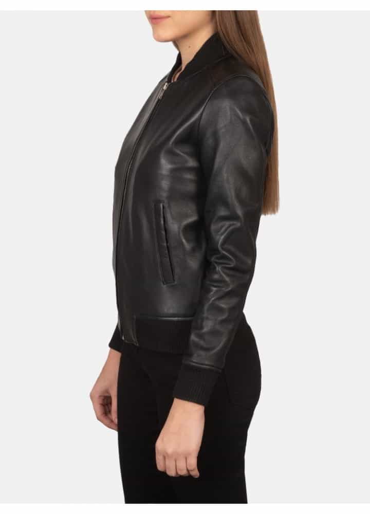 Bliss Black Bomber Leather Jacket Bliss Black Bomber Leather Jacket
