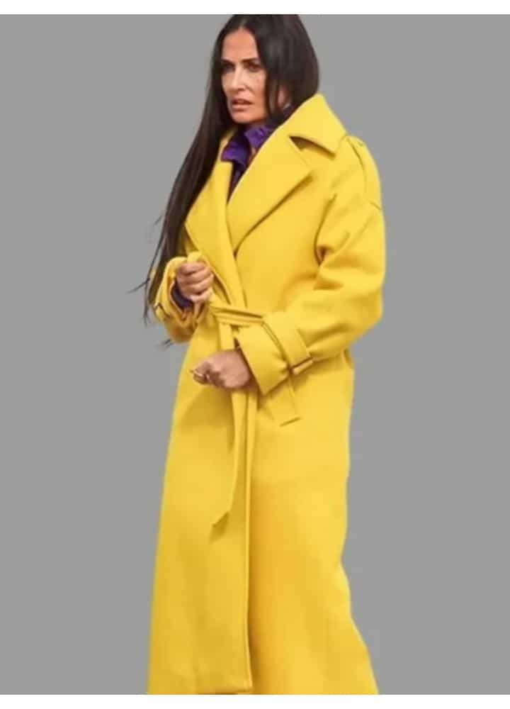 Demi Moore The Substance 2024 Yellow Coat