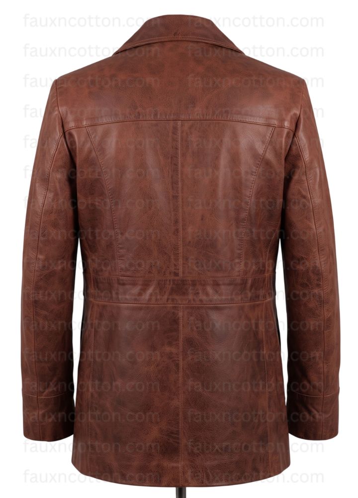 Brian Fantana Anchorman 2 Paul Rudd Brown Leather Coat