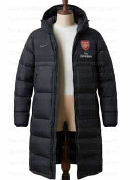 Arsene Wenger Long Black Puffer Coat