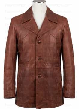 Brian Fantana Anchorman 2 Paul Rudd Brown Leather Coat