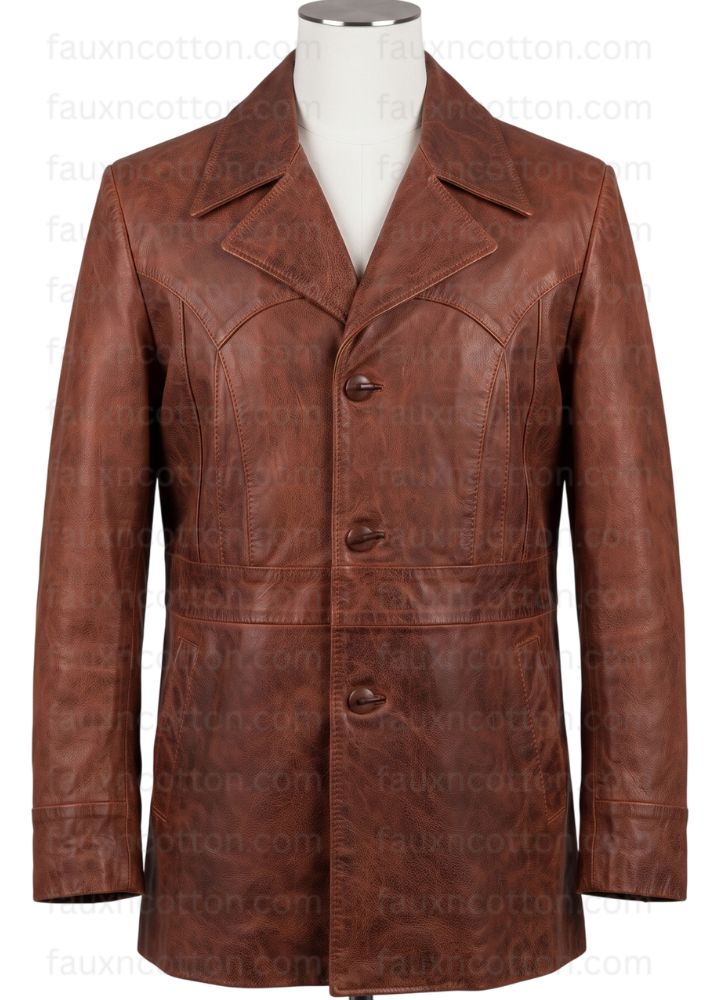 Brian Fantana Anchorman 2 Paul Rudd Brown Leather Coat