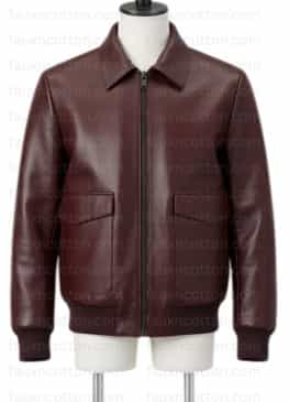 DRAKE MAROON LEATHER JACKET