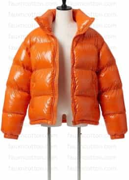 Dua Lipa Orange Puffer Coat