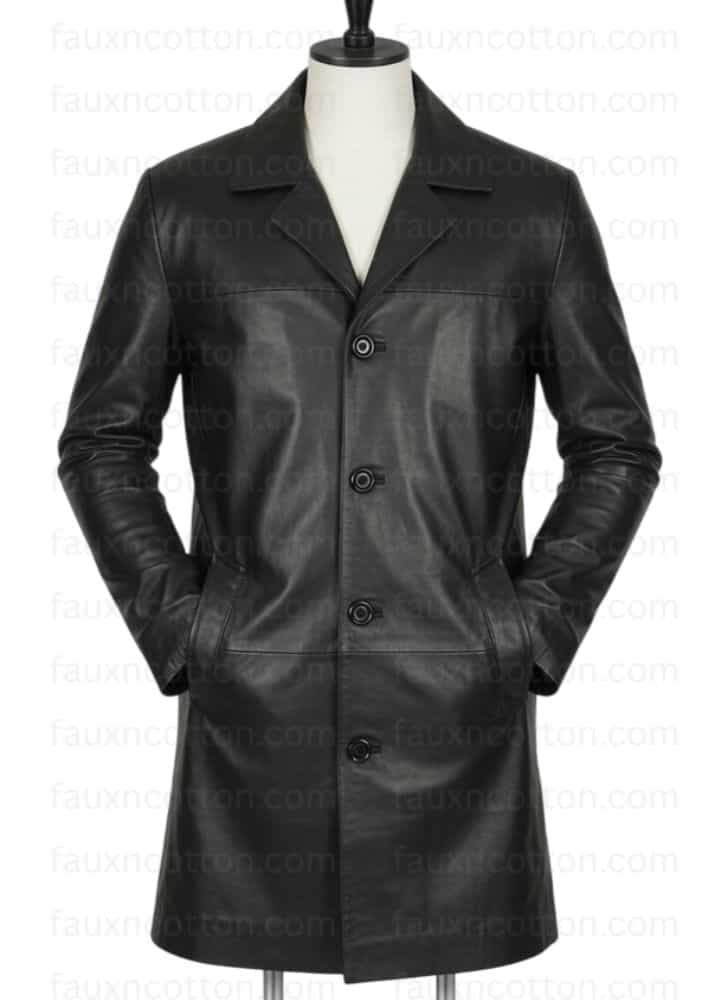 Kurt Cobain Single Breasted Leather Coat