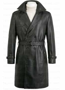 SKYFALL (SILVA) JAVIER BARDEM BLACK LEATHER TRENCH COAT
