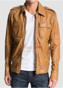 50 Cent Lisardo Tan Leather Jacket