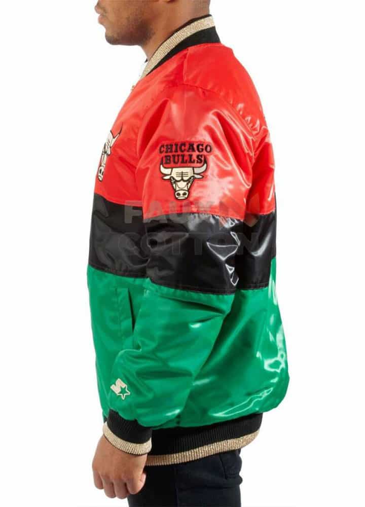 75th Anniversary Color Block Chicago Bulls Satin jacket