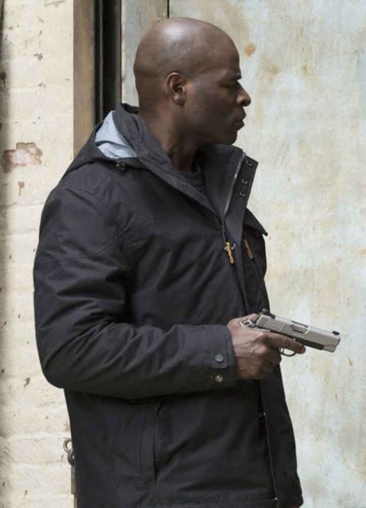 THE BLACKLIST DEMBE ZUMA BLACK HOODED JACKET
