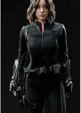 Agents of Shield (Skye) Chloe Bennet Black Leather Quake Jacket