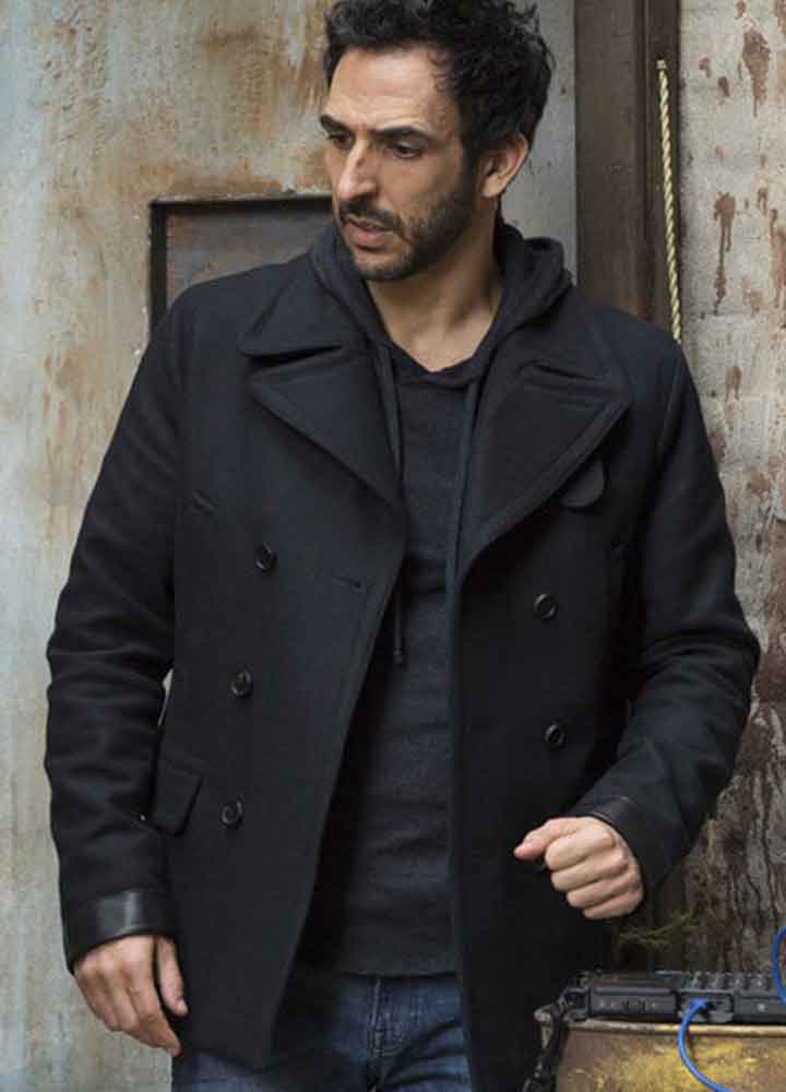 The Blacklist Amir Arison Black Pea Coat