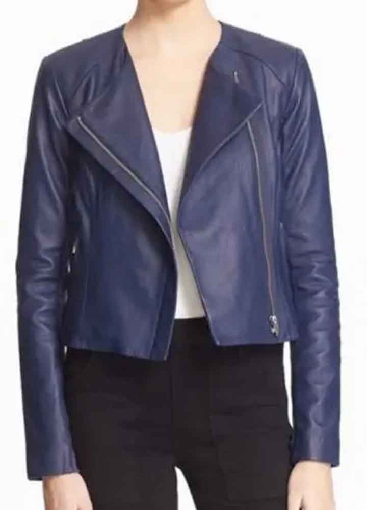 Arrow Emily Bett Rickards (Felicity Smoak) Blue Leather Jacket Arrow Emily Bett Rickards (Felicity Smoak) Blue Leather Jacket