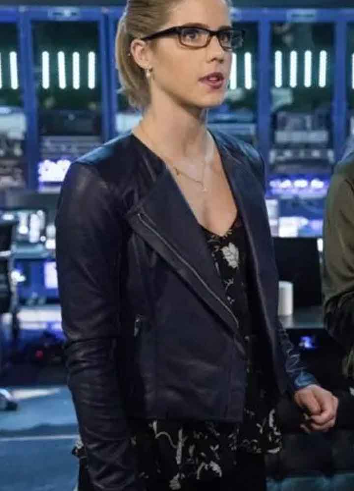 Arrow Emily Bett Rickards (Felicity Smoak) Blue Leather Jacket Arrow Emily Bett Rickards (Felicity Smoak) Blue Leather Jacket