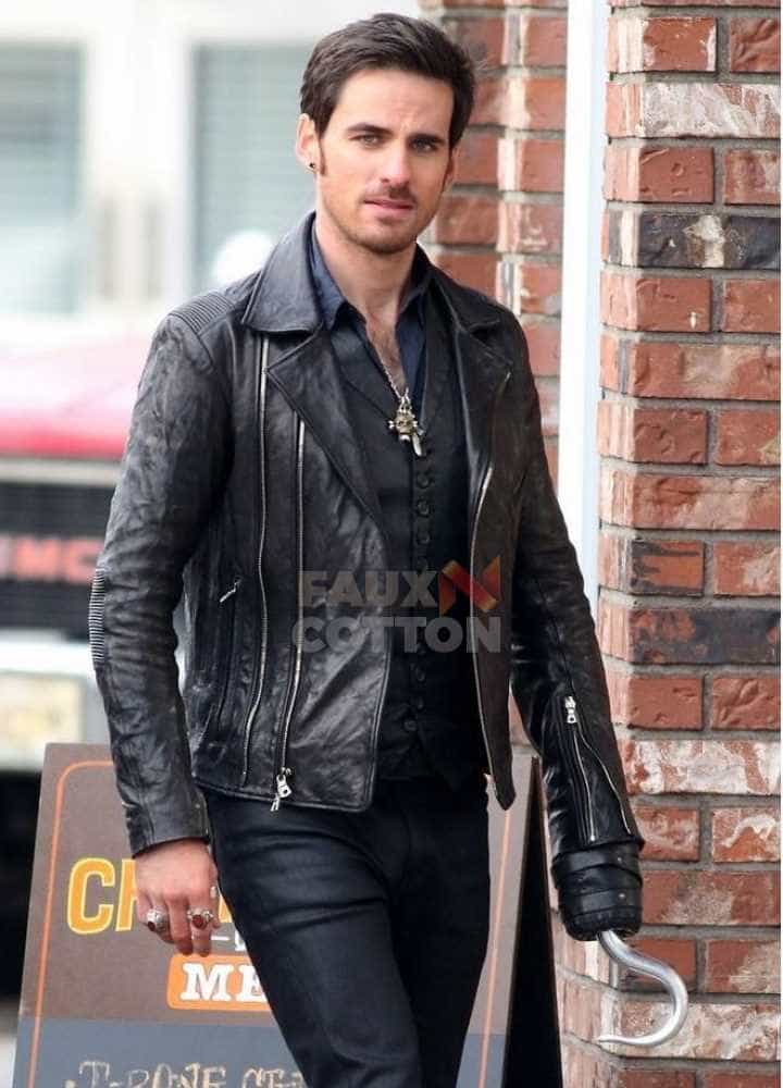 Colin ODonoghue Once Upon Time S5 Black Leather Jacket Colin ODonoghue Once Upon Time S5 Black Leather Jacket