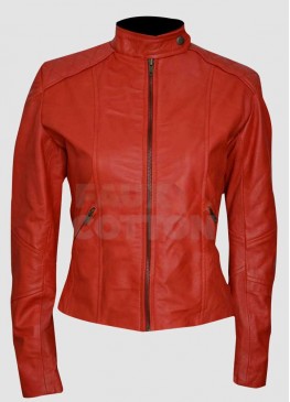 MINORITY REPORT MEAGAN GOOD RED LEATHER JACKET