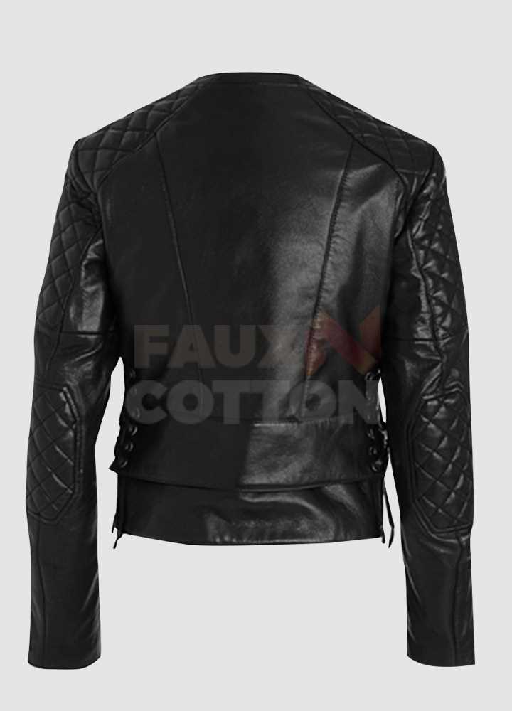 Miranda Kerr Biker Quilted Leather Jacket