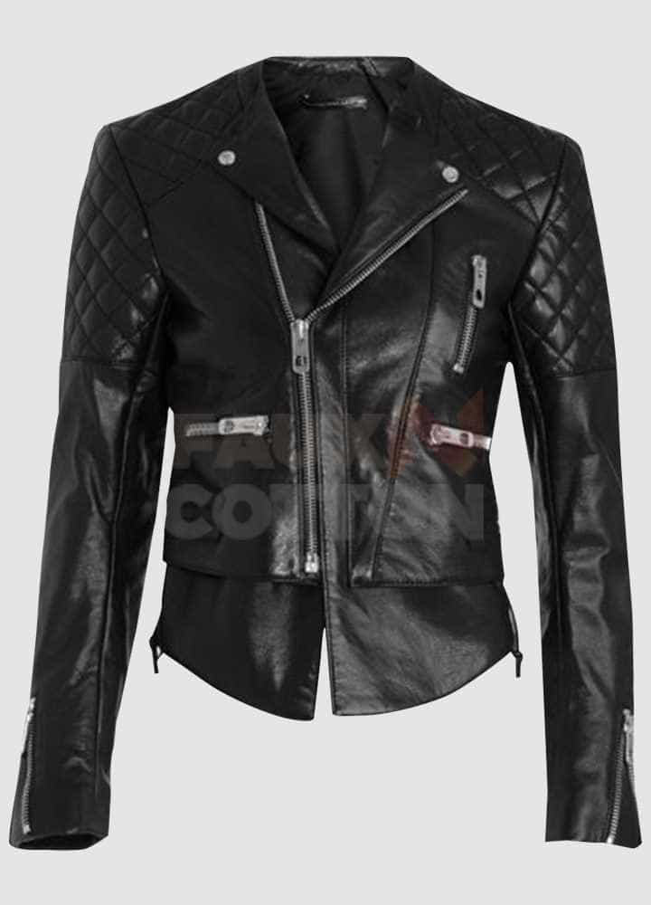 Miranda Kerr Biker Quilted Leather Jacket