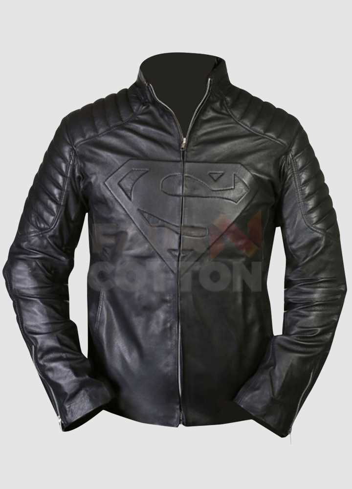 Superman Smallville Quilted Black Leather Jacket