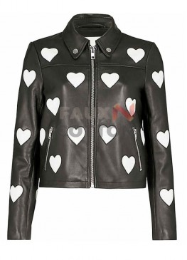 Women Maje Black Heart Leather Jacket