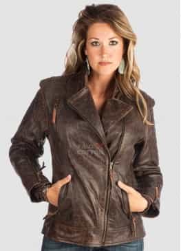 Women's STS Ranchwear Brown Lucy Distressed Leather Jacket