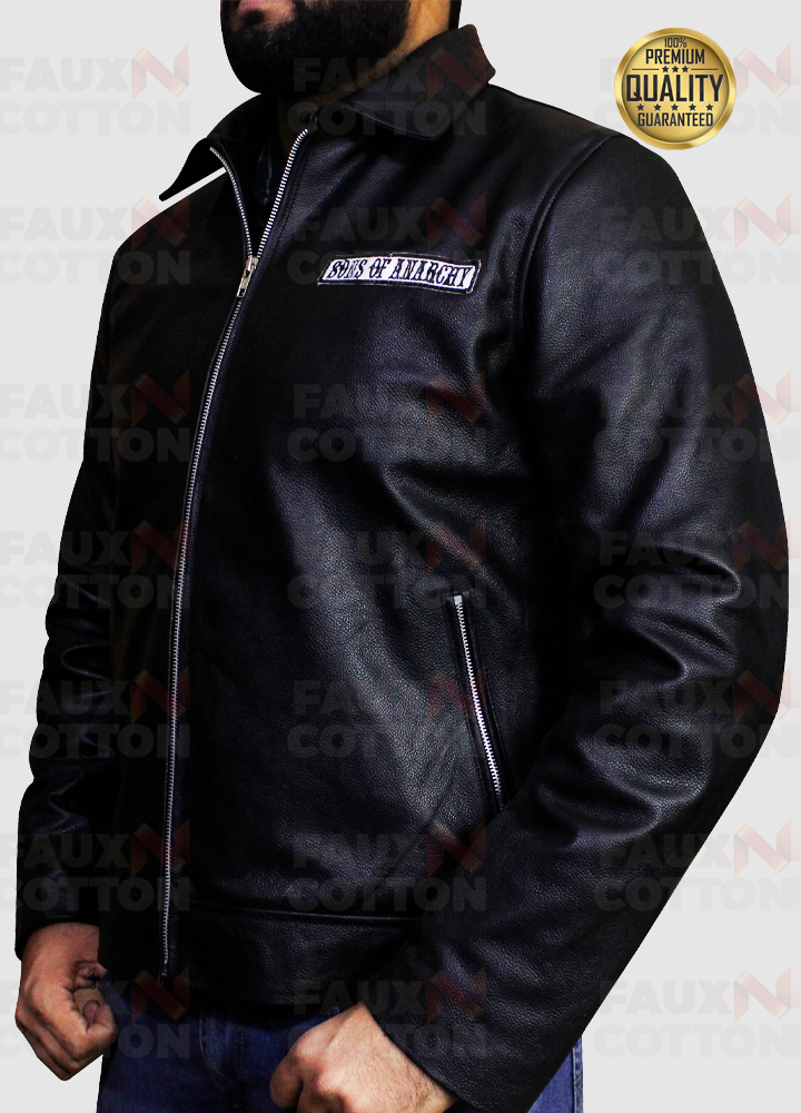 Buy Sons Of Anarchy Patch Black Biker Leather Jacket