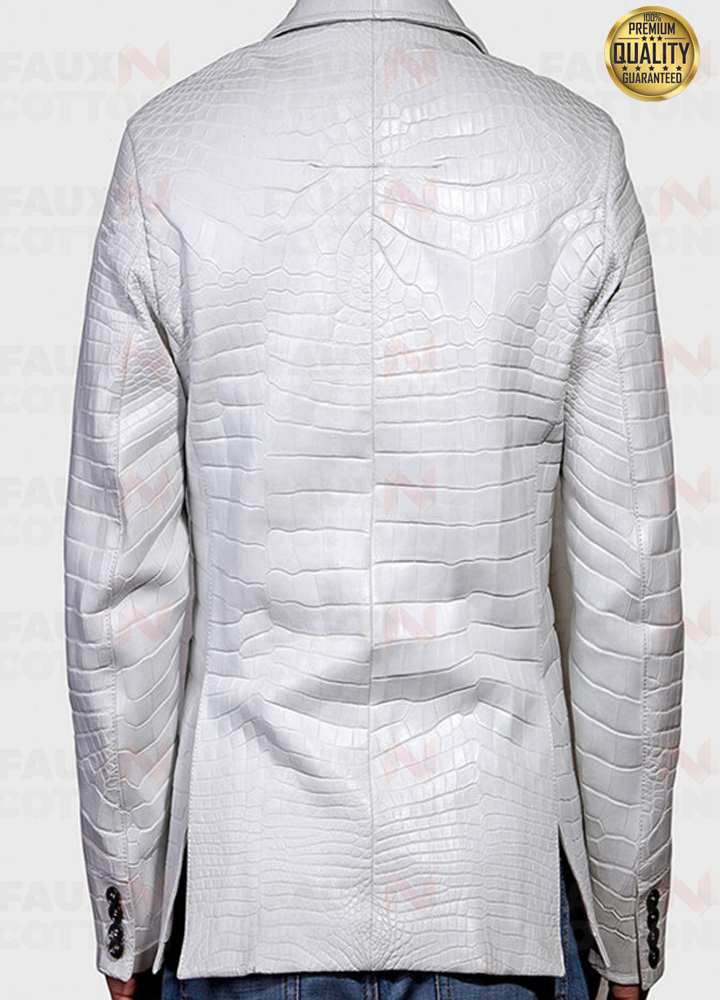 Exotic White Alligator Leather Jacket 