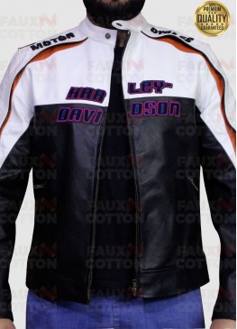 Harley Davidson Black And White Biker Leather Jacket