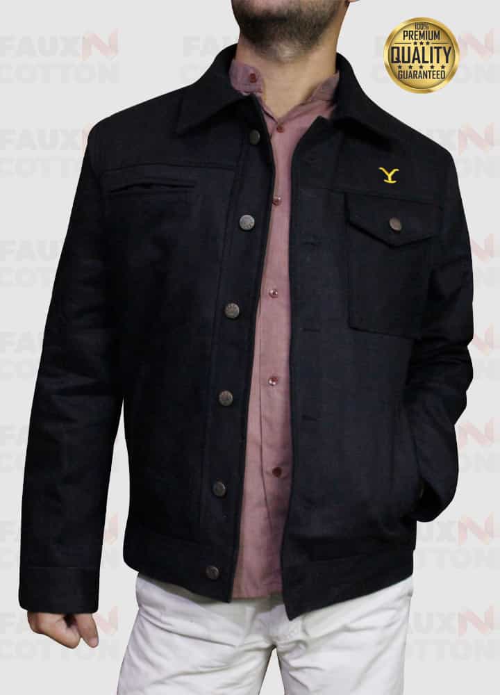RIP WHEELER YELLOWSTONE (COLE HAUSER) BLACK COTTON JACKET RIP WHEELER YELLOWSTONE (COLE HAUSER) BLACK COTTON JACKET