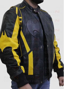 Batman X Men Motorcycle Black Yellow Leather Jacket