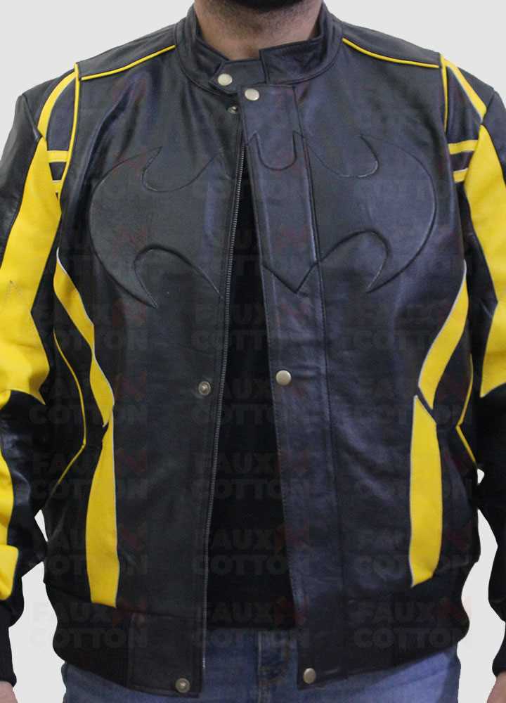 Batman X Men Motorcycle Black Yellow Leather Jacket