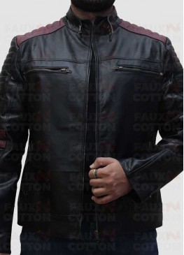 Cafe Racer Jacket With Maroon Stripes