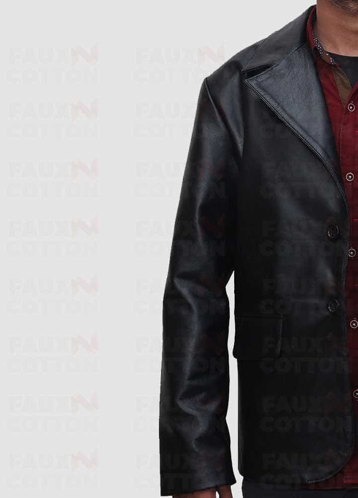 Men's Two Button Black sheepskin Blazer Jacket Men's Two Button Black sheepskin Blazer Jacket
