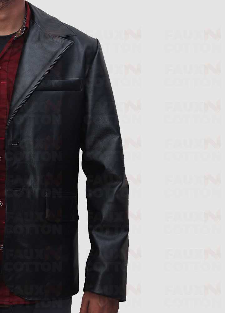 Men's Two Button Black sheepskin Blazer Jacket Men's Two Button Black sheepskin Blazer Jacket